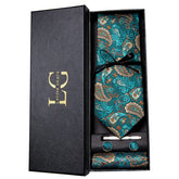 Conjunto de Gravata e Lenço Verde Paisley